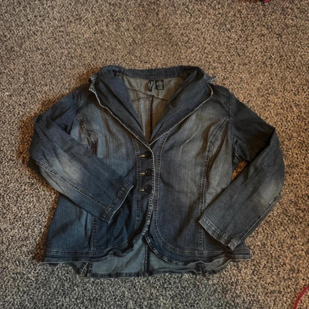 MixIt Woman Y2K Blue Denim Jean Jacket Stretch Plus Size 20W XL 1X 0172